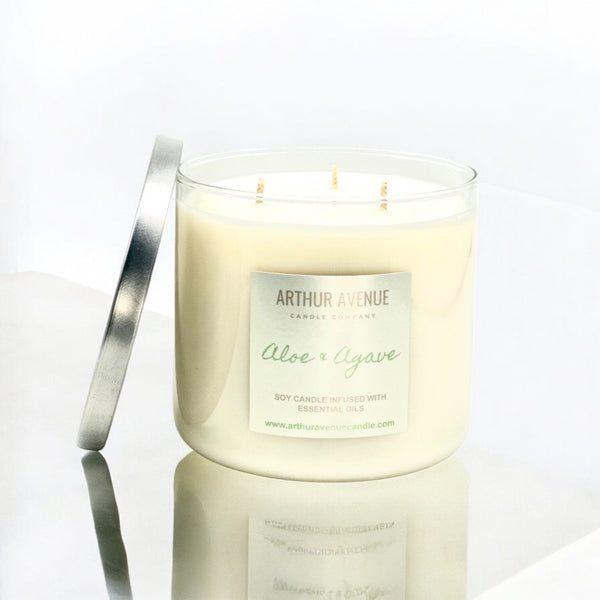 aloe and agave, 3-wick candle, soy candle, fresh soy scented candles, fresh scented candles