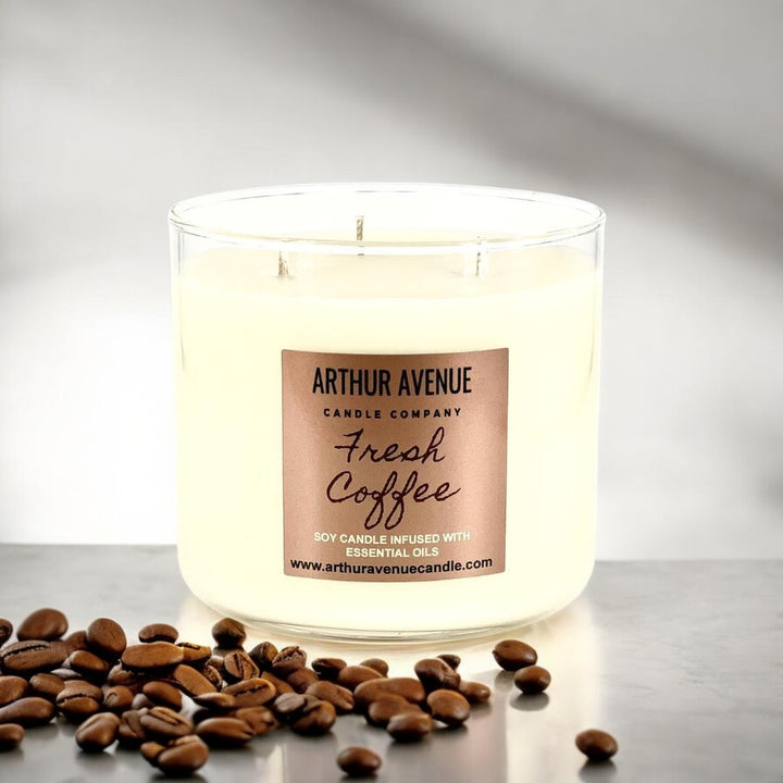 coffee candle, fresh coffee candle, 3-wick candle, soy candle, natural home fragrance